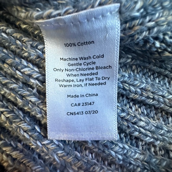 Talbots Sweater Women's Large Blue Marbled Cable Knit Cowl Neck Sweater - Picture 7 of 8